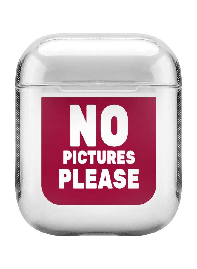 Stylizedd Classic Series No Pictures Please Printed Case Cover With Carabiner For Apple AirPods 2/1 Clear/Red - Image 1