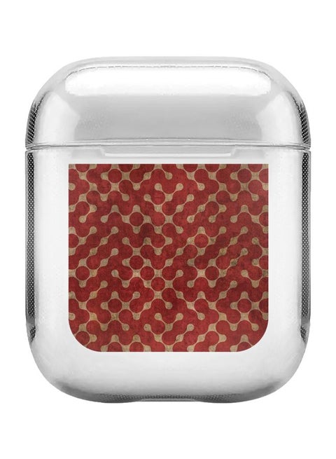 Classic Series Connect The Dots Printed Protective Case With Carabiner For Apple AirPods 2/1 Clear/Red/Gold