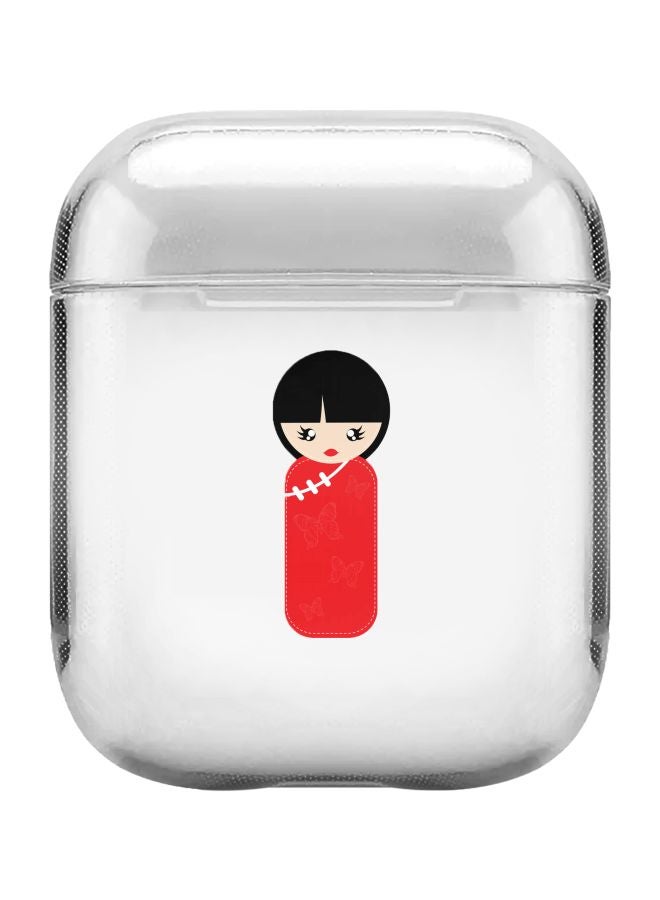 Stylizedd Classic Clear Series Chinese Doll Printed Case Cover With Carabiner For Apple AirPods 1/2 Clear/Red/Black - Image 1