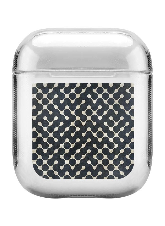 ستايلايزد غطاء حماية واقٍ من سلسلة كلاسيك مزين بطبعة نقاط متصلة لسماعة أبل آيربودز 1/2 شفاف/ أسود - Image 1