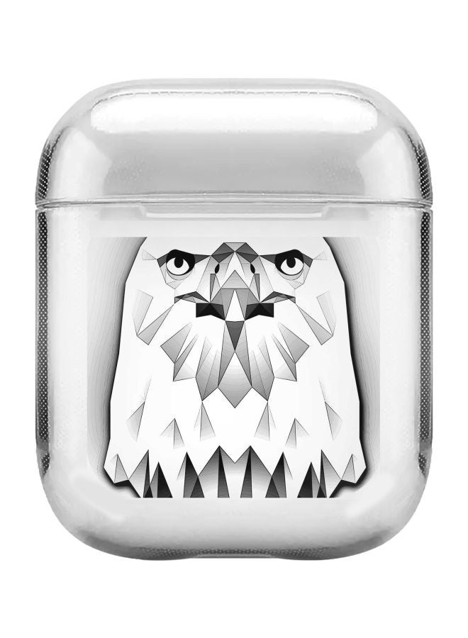 Stylizedd Classic Series Poly Eagle Printed Case With Carabiner For Apple AirPods Pro Generation 1/2 (2019) Clear/White/Grey - Image 1