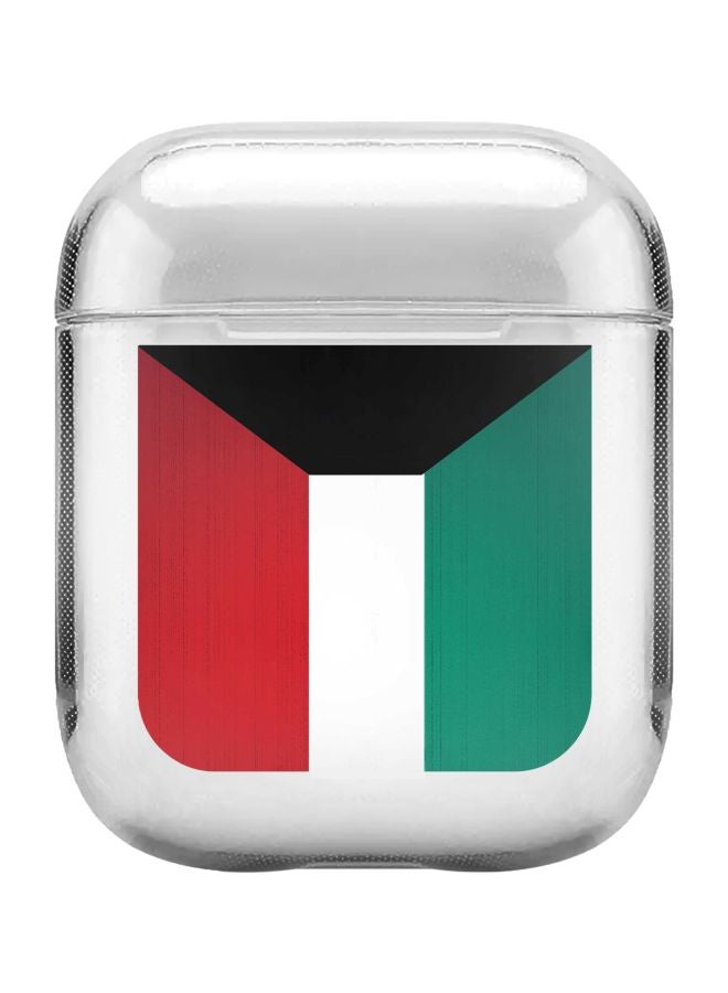 Stylizedd - Classic Series Flag Of Kuwait Printed Case Cover With Carabiner For Apple AirPods 1/2 Clear/Red/Green - Image 1