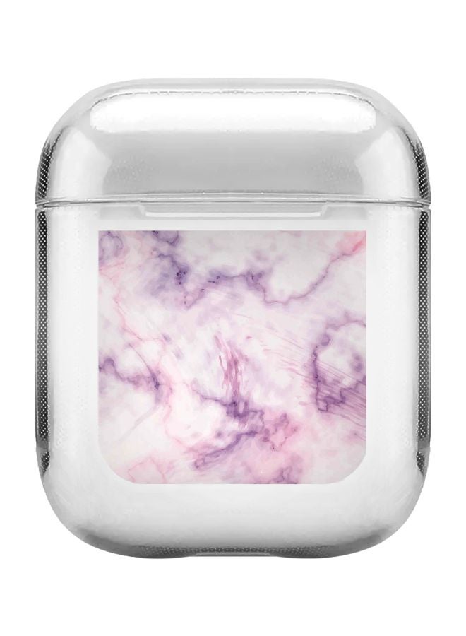 Stylizedd Classic Clear Series Marble Print Cotton Candy Printed Case With Carabiner For Apple AirPods 2/1 Clear/Purple  - Image 1