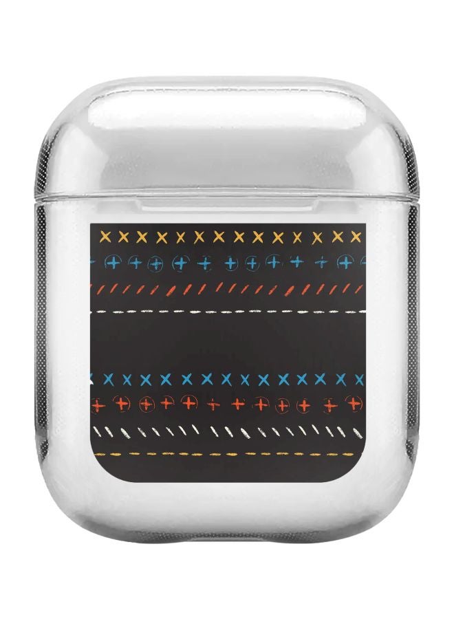 ستايلايزد غطاء حماية من سلسلة كلاسيك بطبعة عمليات حسابية أساسية مع حلقة معدنية لسماعات أبل آيربودز 2/1 شفاف/أسود/أحمر - Image 1