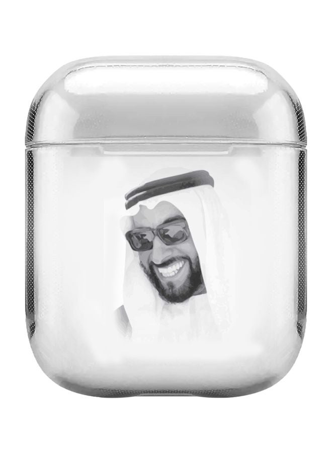 Stylizedd Classic Series Zayed Printed Case Cover With Carabiner For Apple AirPods 2/1 Clear/White/Grey - Image 1