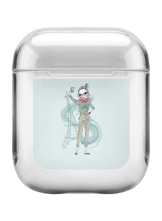 Classic Series Selfie By Eiffel Printed Case Cover With Carabiner For Apple AirPods 2/1 Clear/Blue/Pink - v1600689842/N40574003A_1