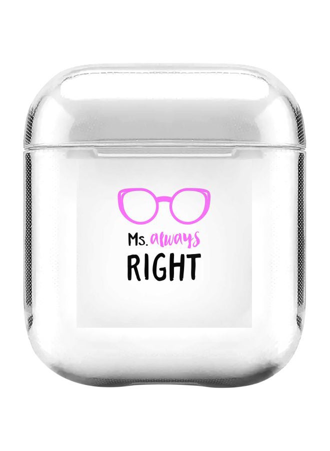 ستايلايزد غطاء حماية من سلسلة كلاسيك بطبعة عبارة "Ms. Always Right" لسماعات أبل آيربودز 2/1 شفاف/أرجواني/أسود - Image 1