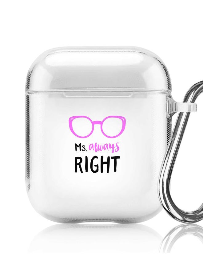 ستايلايزد غطاء حماية من سلسلة كلاسيك بطبعة عبارة "Ms. Always Right" لسماعات أبل آيربودز 2/1 شفاف/أرجواني/أسود - Image 5