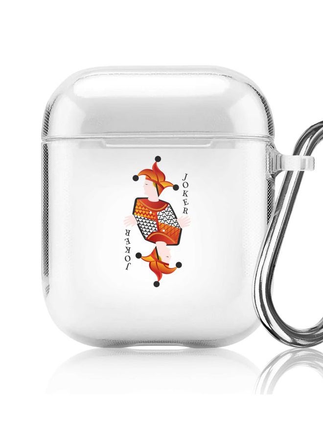 Stylizedd - Classic Series Joker Printed Case With Carabiner For Apple AirPods Pro Generation 1/2 (2019) Clear/White/Brown - Image 1