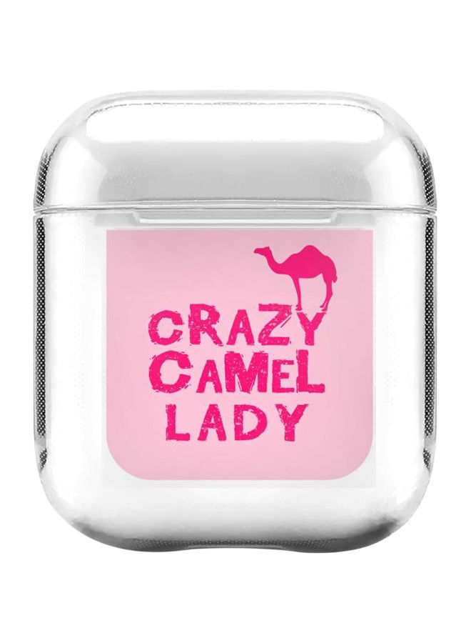 Stylizedd Classic Series Crazy Camel Lady Printed Case Cover With Carabiner For Apple AirPods 2/1 Clear/Pink - Image 1