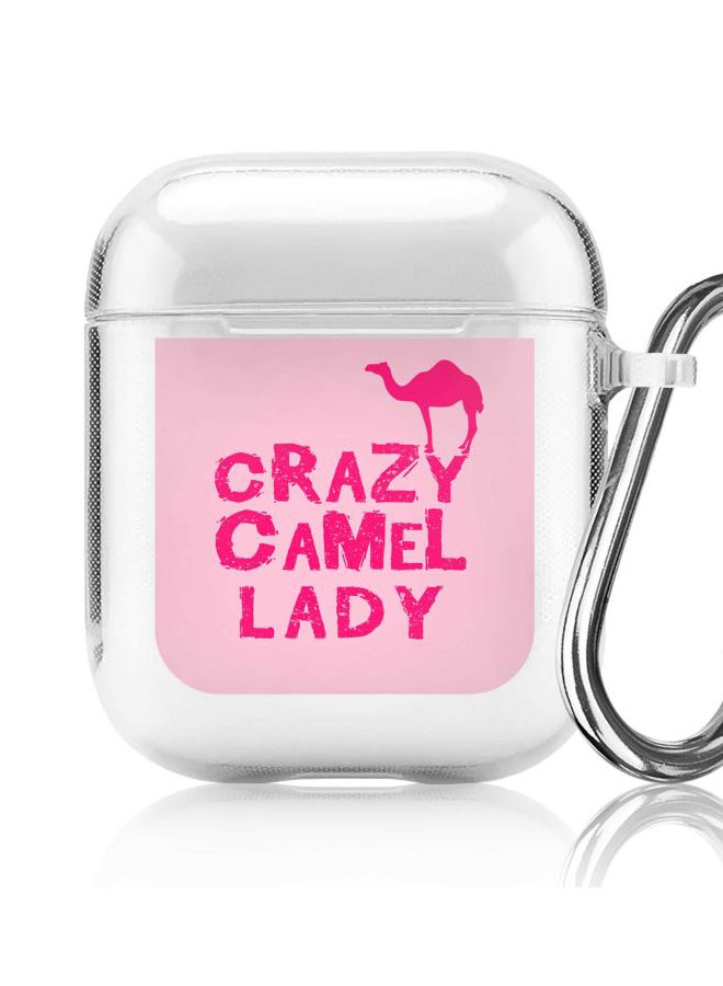 Stylizedd Classic Series Crazy Camel Lady Printed Case Cover With Carabiner For Apple AirPods 2/1 Clear/Pink - Image 5