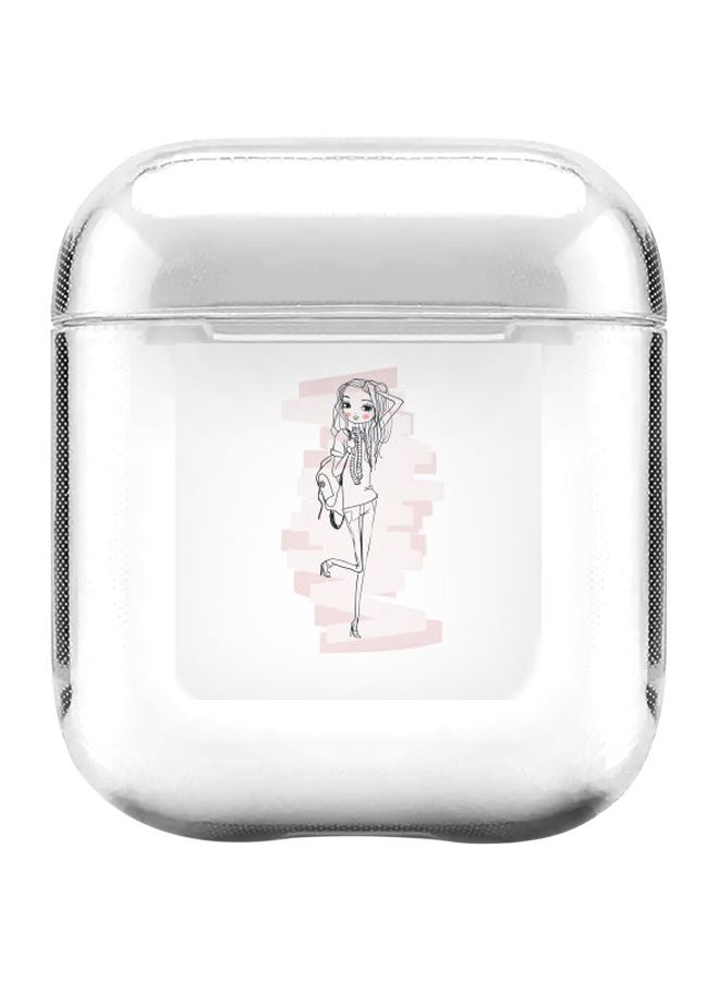 Stylizedd - Classic Teen Star Printed Case Cover With Carabiner For Apple Air Pods 1/2 Clear/Black/Pink - Image 1
