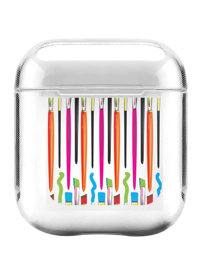 Stylizedd Classic Series Paint Brush Printed Case With Carabiner For Apple AirPods Pro Generation 1/2 (2019) Clear/Orange/Pink  - Image 1