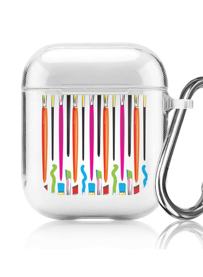 Stylizedd Classic Series Paint Brush Printed Case With Carabiner For Apple AirPods Pro Generation 1/2 (2019) Clear/Orange/Pink  - Image 5