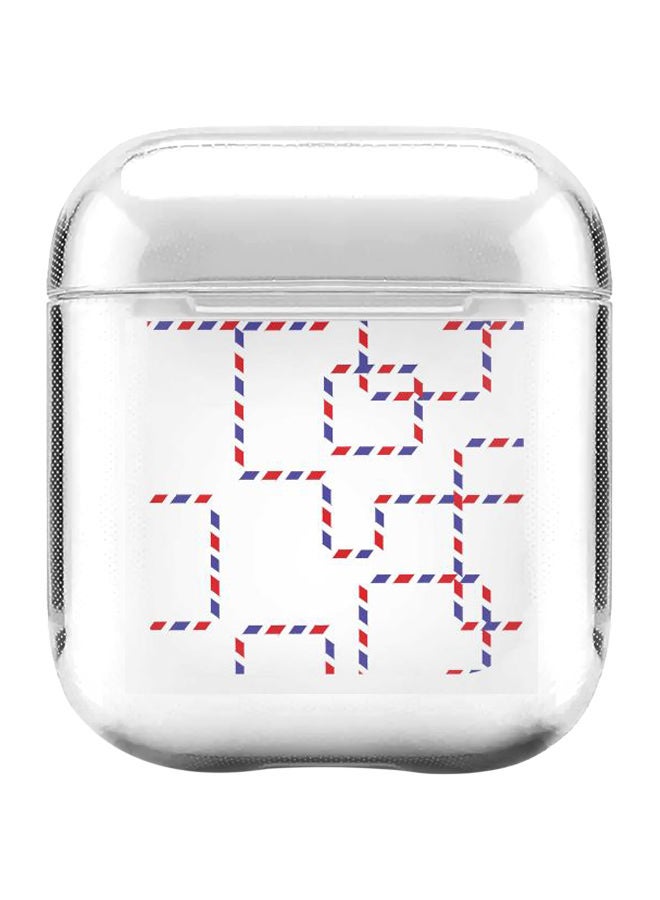 Stylizedd Postal Chain Printed Protective Cover With Carabiner For Apple AirPods 2/1 Clear/Blue/Red - Image 1