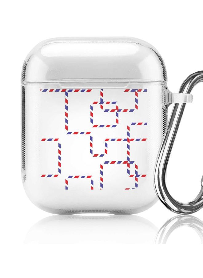 Stylizedd Postal Chain Printed Protective Cover With Carabiner For Apple AirPods 2/1 Clear/Blue/Red - Image 5