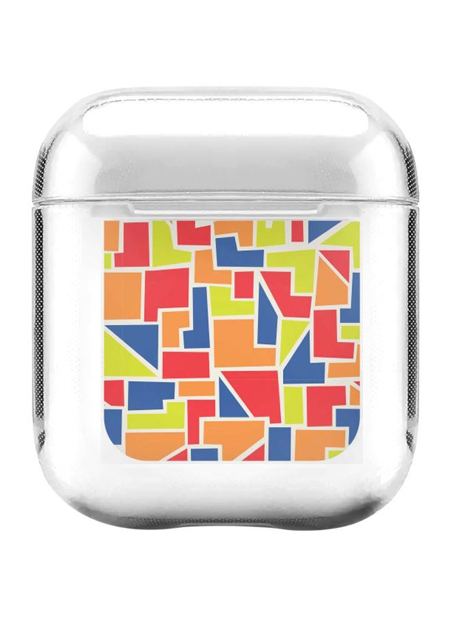 ستايلايزد غطاء حماية من سلسلة كلاسيك بطبعة أشكال ملونة مع حلقة للتعليق لسماعات أبل آيربودز 2/1 شفاف/أحمر/أزرق - Image 2