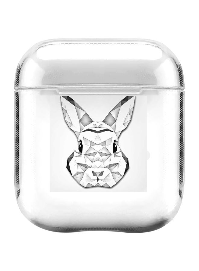 Stylizedd Classic Series Poly Bunny Printed Case Cover With Carabiner For Apple AirPods 2/1 Clear/Grey - Image 1
