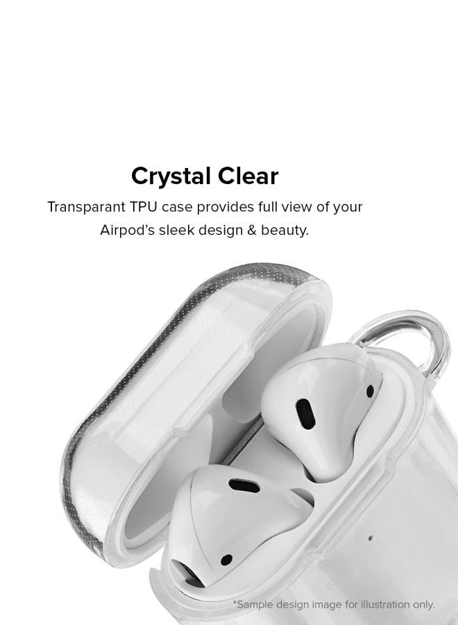 Stylizedd Classic Series Emarati Made Triangle Printed Case With Carabiner For Apple AirPods 2/1 Clear/Black/White - Image 2