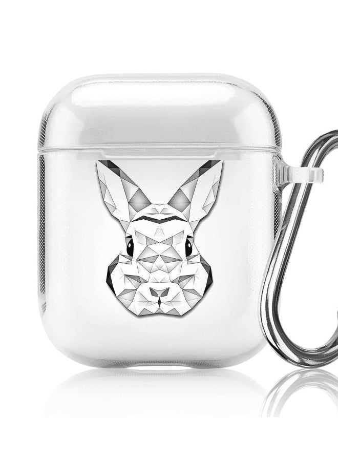 Stylizedd Classic Series Poly Bunny Printed Case Cover With Carabiner For Apple AirPods 2/1 Clear/Grey - Image 5