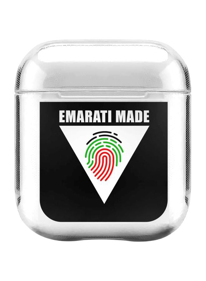 Stylizedd Classic Series Emarati Made Triangle Printed Case With Carabiner For Apple AirPods 2/1 Clear/Black/White - Image 1