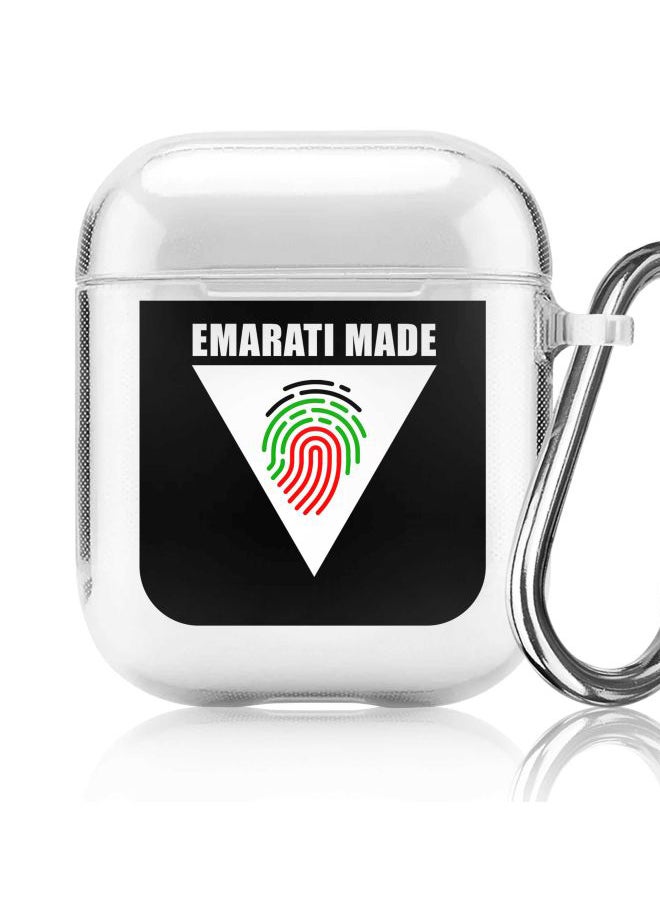 Stylizedd Classic Series Emarati Made Triangle Printed Case With Carabiner For Apple AirPods 2/1 Clear/Black/White - Image 5