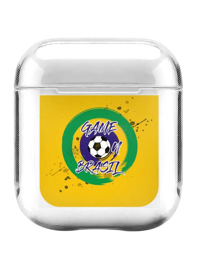 Stylizedd Classic Series Game On Brazil Printed Case With Carabiner For Apple AirPods Pro Generation 1/2 (2019) Clear/Yellow/Green - Image 1