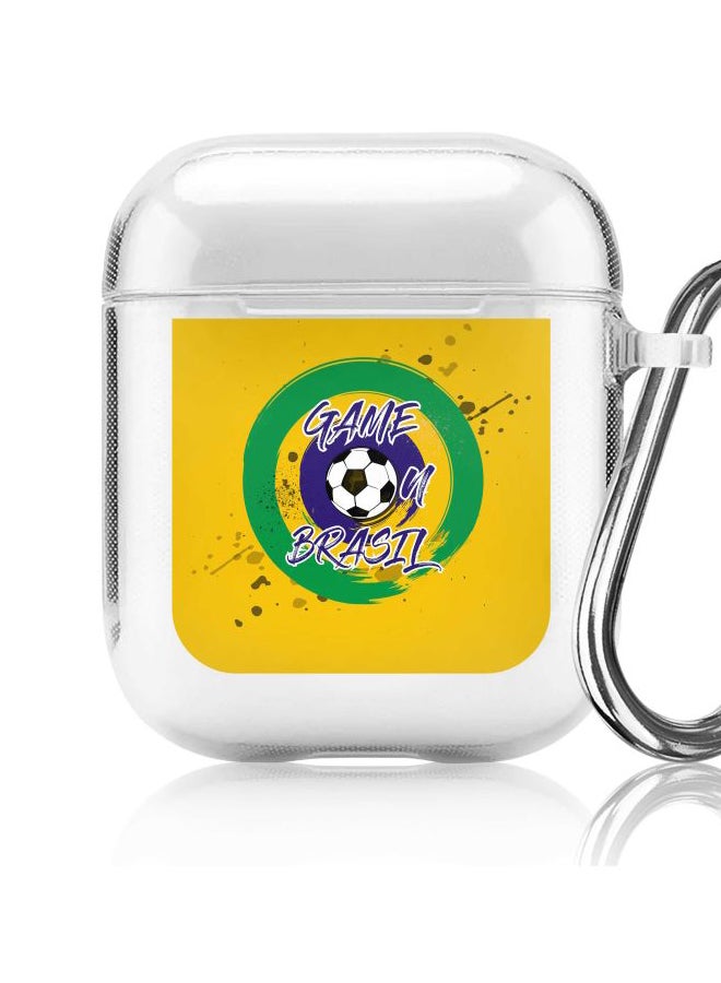 Stylizedd Classic Series Game On Brazil Printed Case With Carabiner For Apple AirPods Pro Generation 1/2 (2019) Clear/Yellow/Green - Image 5