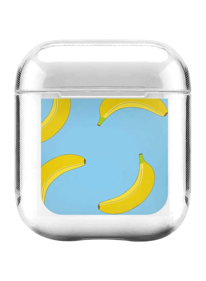 Stylizedd Classic Series Rolling Bananas Printed Case Cover With Carabiner For Apple AirPods 2/1 Clear/Blue/Yellow - Image 1