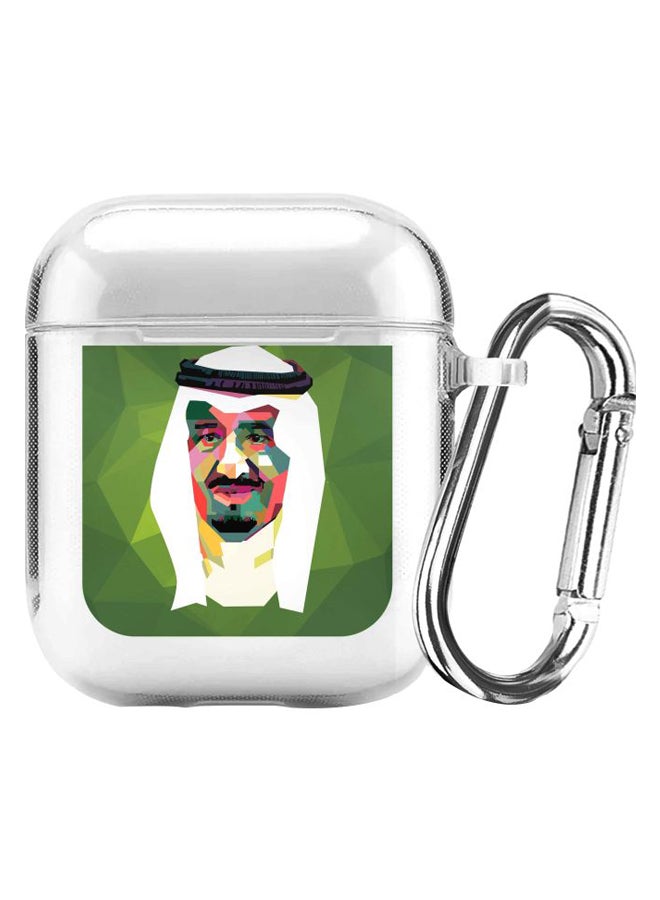Stylizedd Malek Salman Modern Printed Protective Cover With Carabiner For Apple AirPods 2/1 Clear/Green/White  - Image 1