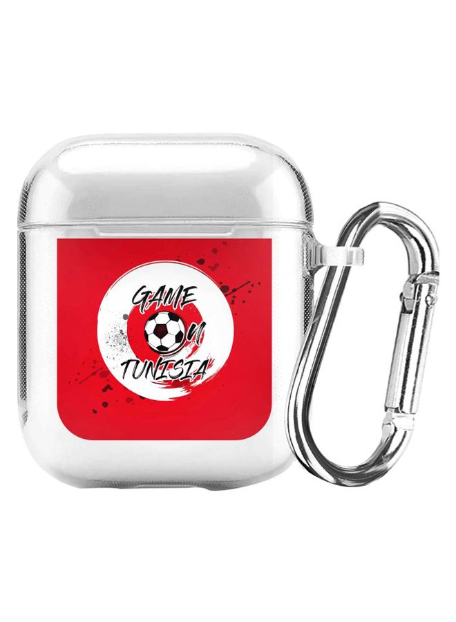 Stylizedd Classic Series Game On Tunisia Printed Case Cover With Carabiner For Apple AirPods 2/1 Clear/Red/Black - Image 1