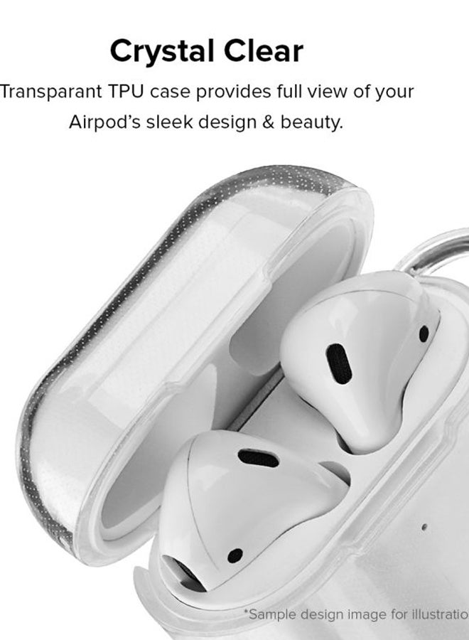 Stylizedd Classic Clear Series Marble Patterned Case Cover With Carabiner For Apple AirPods 2/1 Clear/Grey  - Image 2