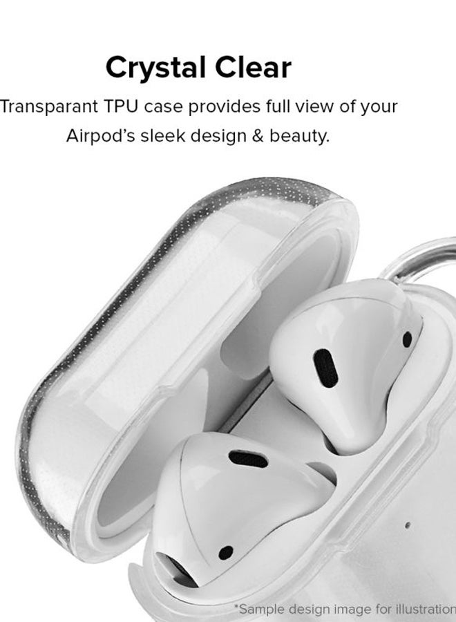 Classic Series The Fork Printed Case Cover With Carabiner For Apple AirPods 2/1 Clear/Blue