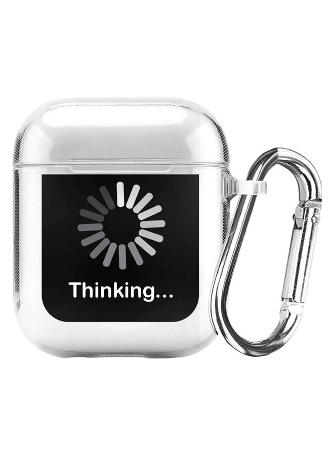 ستايلايزد حافظة حماية من سلسلة كلاسيك بطبعة كلمة "Thinking" لسماعة أبل آيربودز 1/2 شفاف/ أسود/ رمادي - Image 1