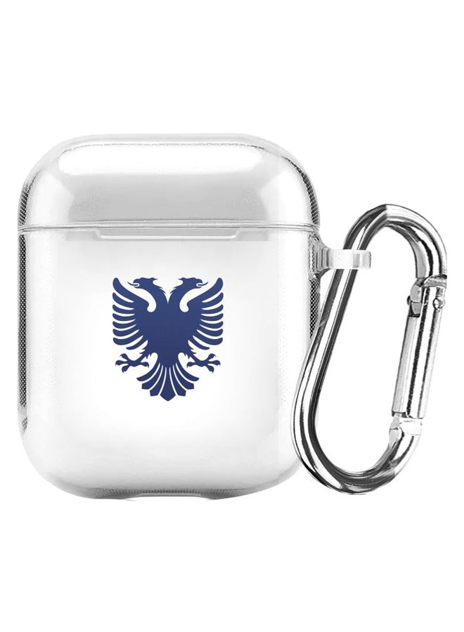 Stylizedd Classic Series Albanian Eagle Printed Case Cover With Carabiner For Apple AirPods 2/1 Clear/Blue/White - Image 1