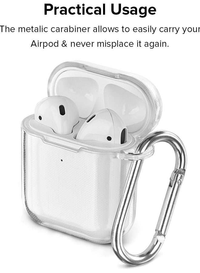 Stylizedd Classic Series Albanian Eagle Printed Case Cover With Carabiner For Apple AirPods 2/1 Clear/Blue/White - Image 3