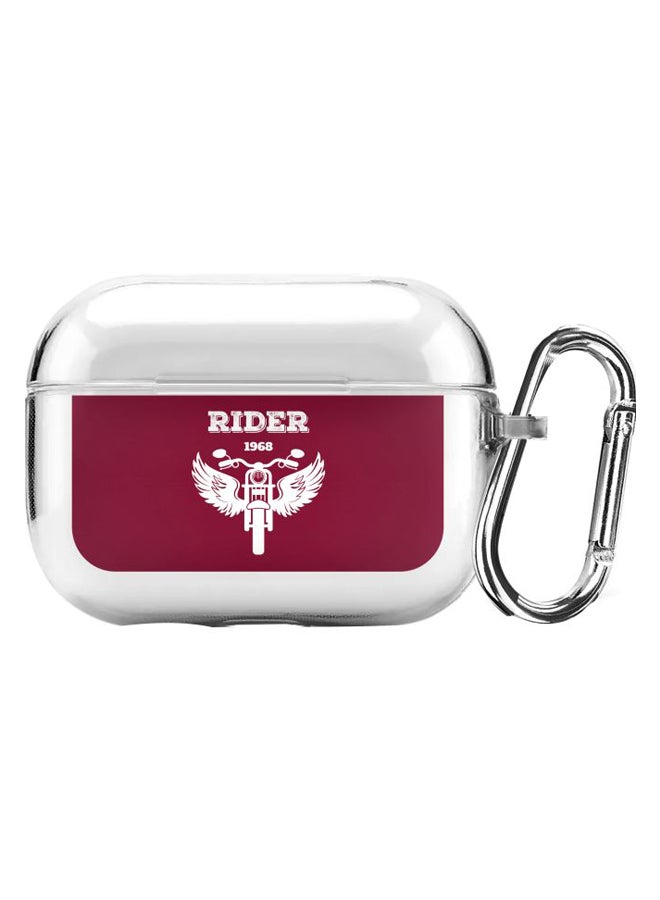 Stylizedd Classic Series Rider 1968 Printed Case Cover With Carabiner For Apple AirPods Pro Clear/Maroon  - Image 1