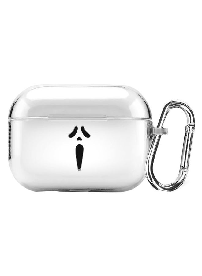 Stylizedd Classic Clear Series Scream Printed Case Cover With Carabiner For Apple AirPods Pro Clear/Black - Image 1