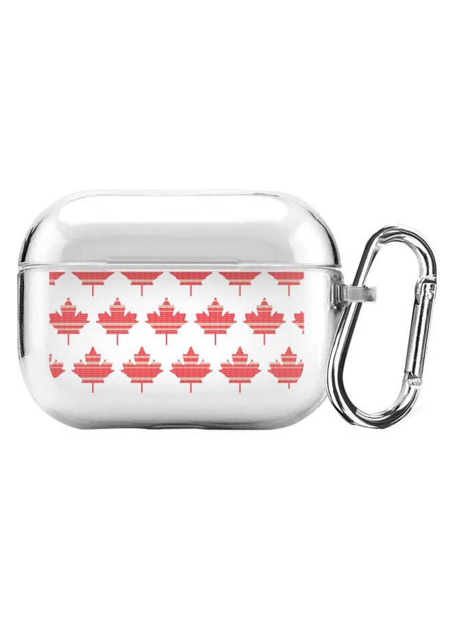 Stylizedd Printed Protective Case Cover With Carabiner For Apple AirPods Pro Clear/Red - Image 1