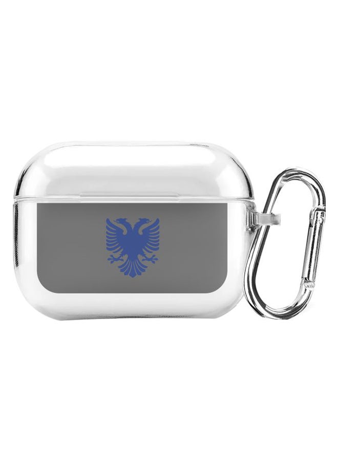 Stylizedd Classic Series Albanian Eagle Printed Case Cover With Carabiner For Apple AirPods Pro Clear/Grey/Blue - Image 1