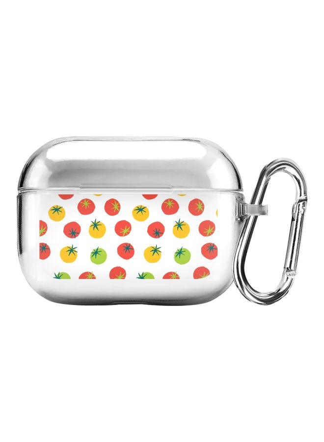 Stylizedd Classic Series Different Tomatoes Printed Case Cover With Carabiner For Apple AirPods Pro Clear/White/Red - Image 1