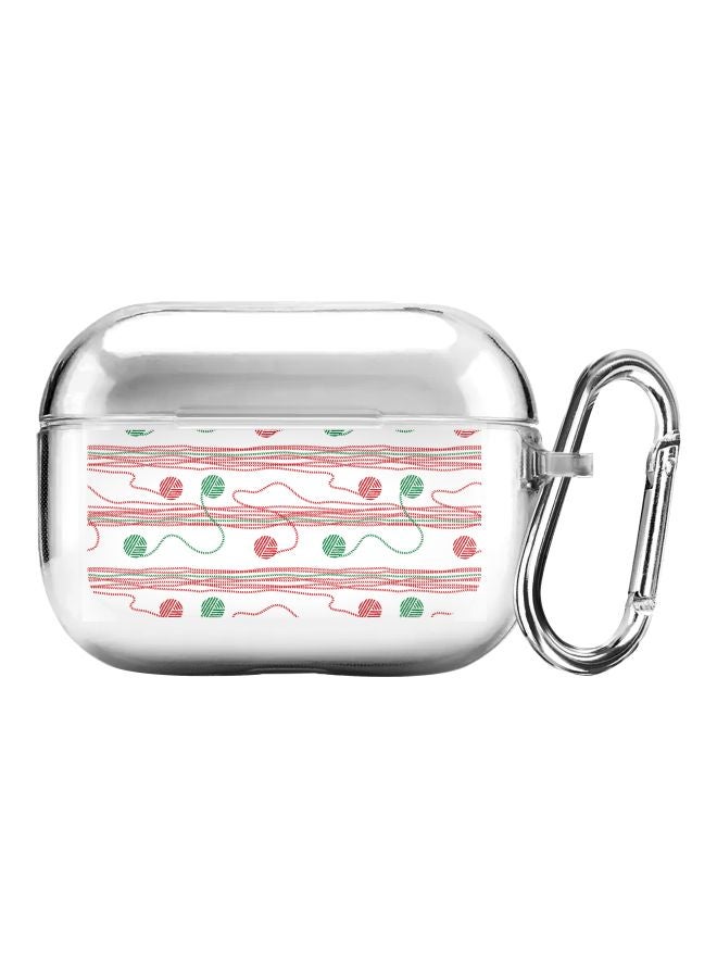 Stylizedd - Classic Series Wool Roll Printed Protective Case With Carabiner For Apple AirPods Pro Clear/Red/Green - Image 1