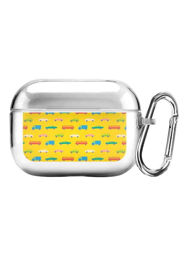 Stylizedd Classic Series Opposite Traffic Printed Case Cover With Carabiner For Apple AirPods Pro Clear/Yellow/Blue  - Image 1