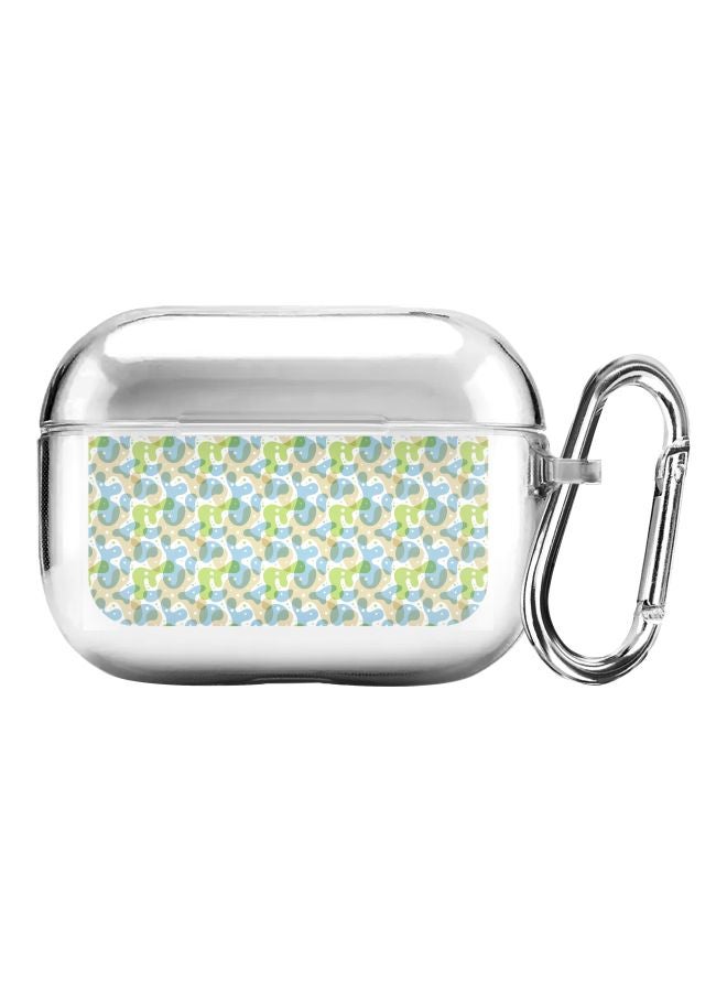 Stylizedd Classic Series Floating Amoeba Printed Case Cover With Carabiner For Apple AirPods Pro Clear/Green/Blue  - Image 1