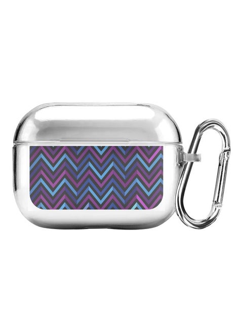 Classic Series Deep Chevron Printed Protective Case For Apple AirPods Pro Clear/Purple/Blue