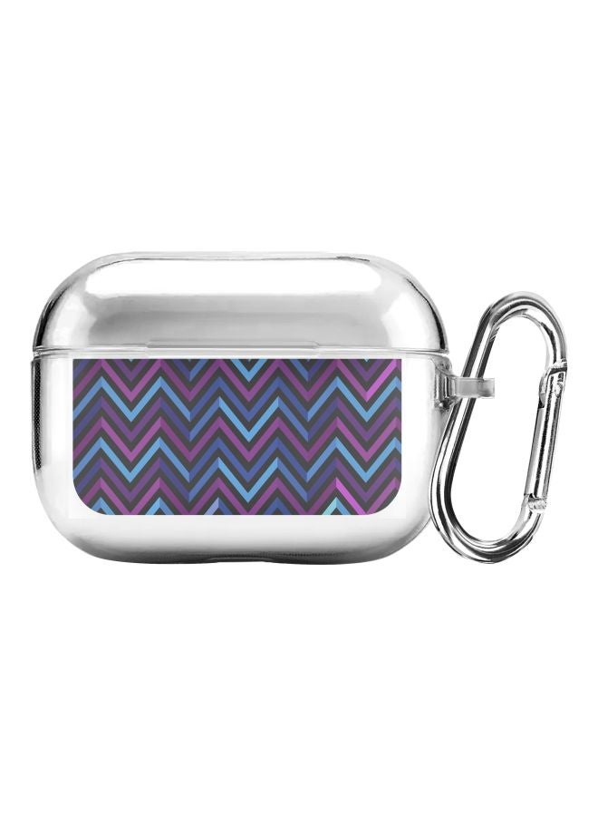 Stylizedd - Classic Series Deep Chevron Printed Protective Case For Apple AirPods Pro Clear/Purple/Blue - Image 1