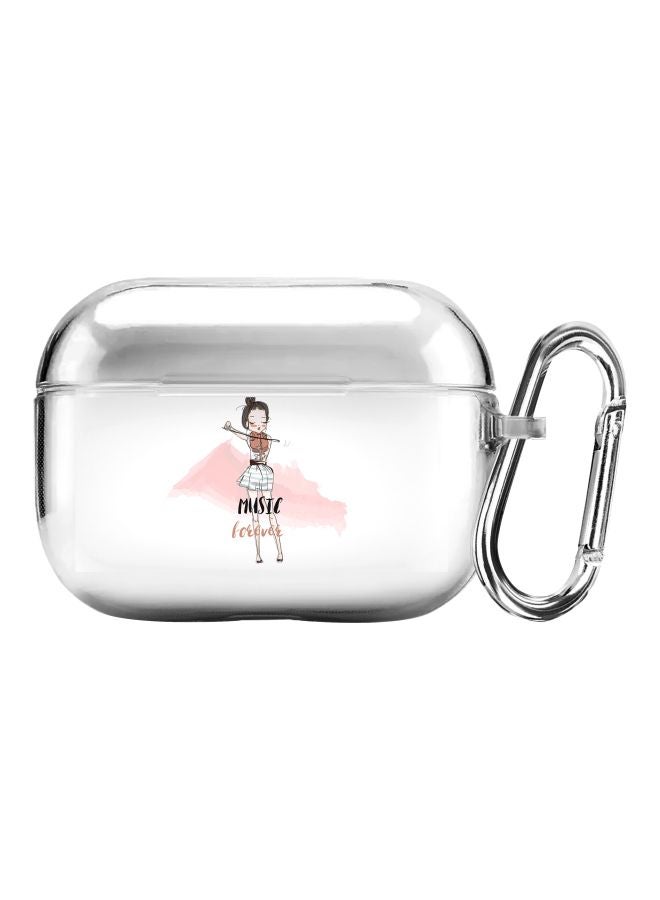 Stylizedd Classic Series Music Forever Printed Case Cover With Carabiner For Apple AirPods Pro Clear/Pink/Brown - Image 1