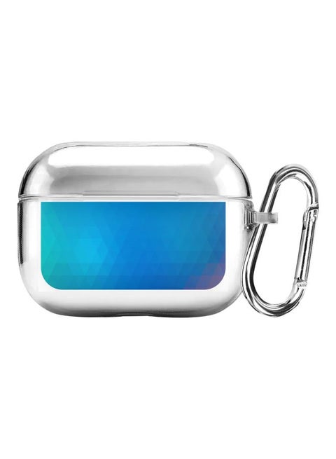 Classic Series Ocean Prism Printed Case Cover With Carabiner For Apple AirPods Pro Clear/Blue