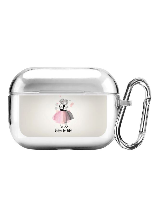 ستايلايزد غطاء حماية من سلسلة كلاسيك بطبعة عبارة "Sisters For Life!" مع حلقة تعليق لسماعة أبل آيربودز برو شفاف/ وردي/ بيج - Image 1