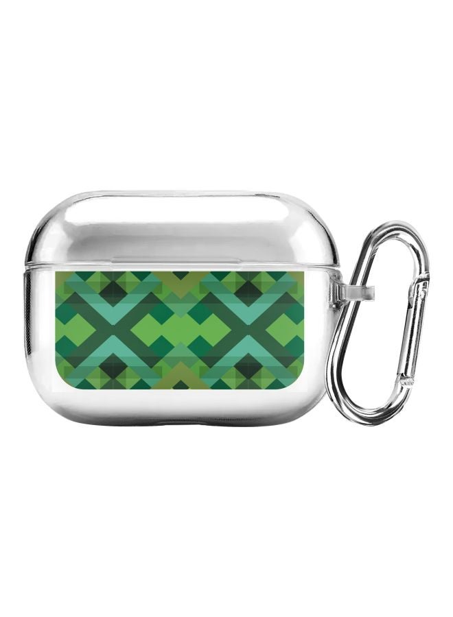 Stylizedd - Classic Series Geometric Reflections Printed Case With Carabiner For Apple AirPods Pro Clear/Green - Image 1